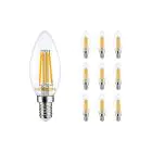 Confezione Multipack 10x Noxion Lucent LED E14 Candela Filamento Chiara 4.5W 470lm - 827 Bianco Molto Caldo | Sostitutiva 40W